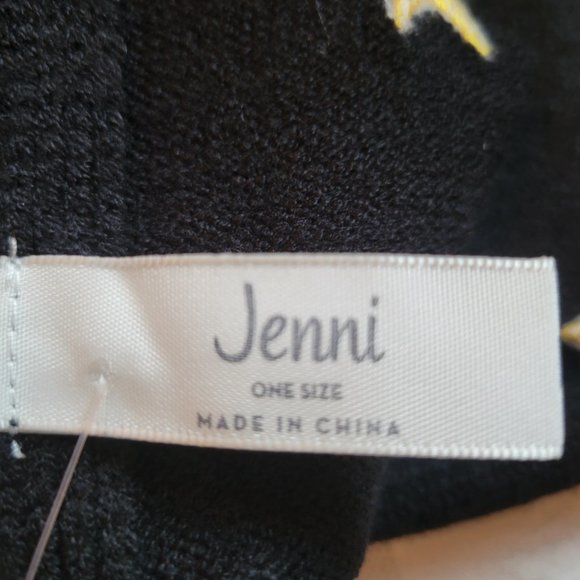 Jenni 2 Piece Black Scarf and Hat Set with Embroidered Gold Stars NWT - Picture 5 of 6